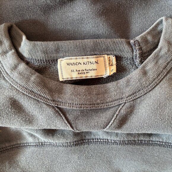 SzS Maison Kitsuné Palais Royal Sweatshirt - Steel Blue/Red - Picture 3 of 5